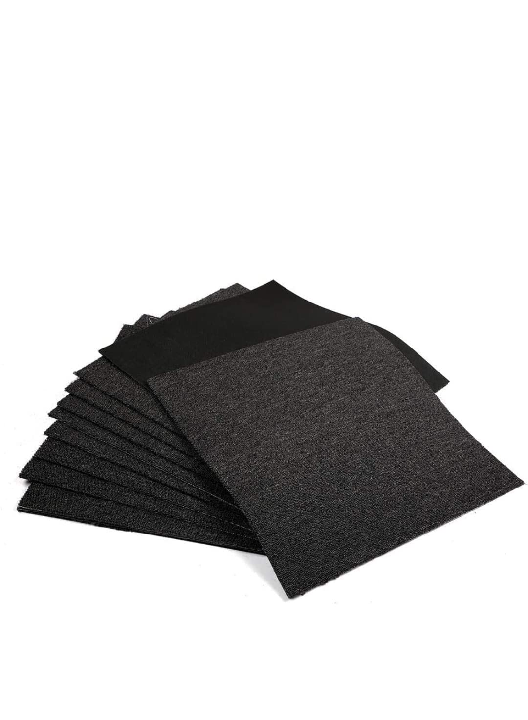 20Pcs Square Carpet Tiles 50x50CM Commercial Carpet Floor Tiles Bitumen Backing Heavy Duty Anti-Slip Floor Carpet Tiles with Adhesive Patch for Residential Office Use (black)