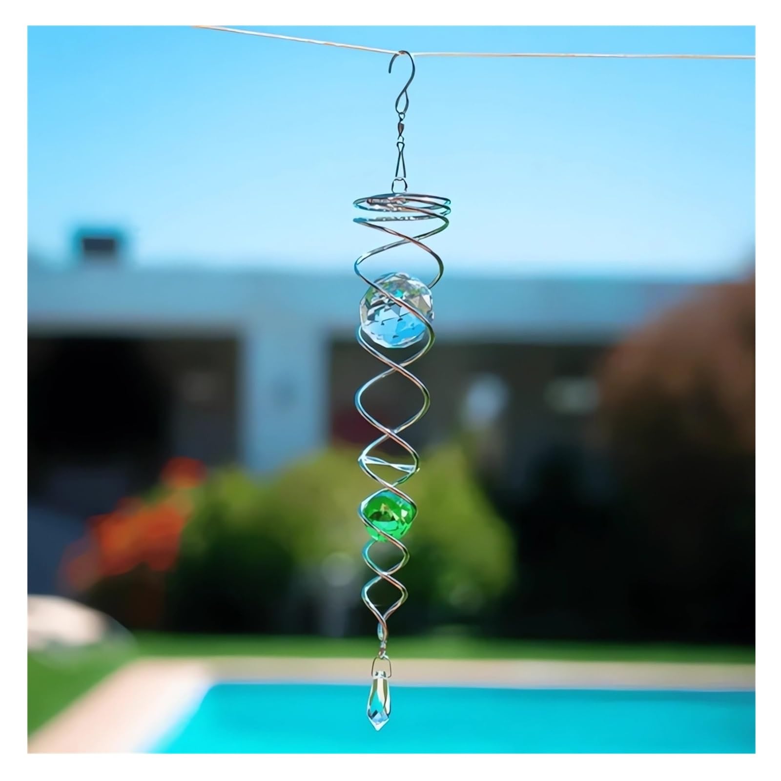 Decorative Spiral - 2024 New Gazing Ball Spiral Tail Wind Spinner Stabilizer, Spinfinity Designs Hanging Kinetic Wind Spinners Decorative Spiral