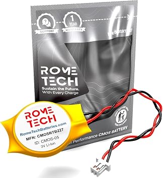 Rome Tech CMOS BIOS Battery for Dell Alienware 18 /X51 KM92T / X51 6G6JW / X51 8PG26- Laptop Backup 3V RTC CR2032 Battery with 2 Wire Cable