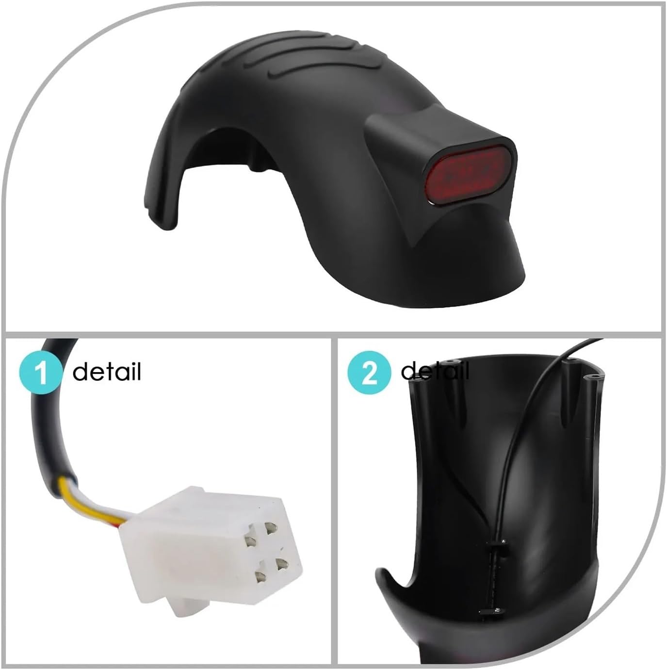 1 Set Universal Electric Scooter Rear Fender with LED Tail Light - Splash-Proof Mudguard Compatible For Xiaomi, Compatible For Segway, Compatible For Razor Style Scooters, Easy Install Accessories (Bl