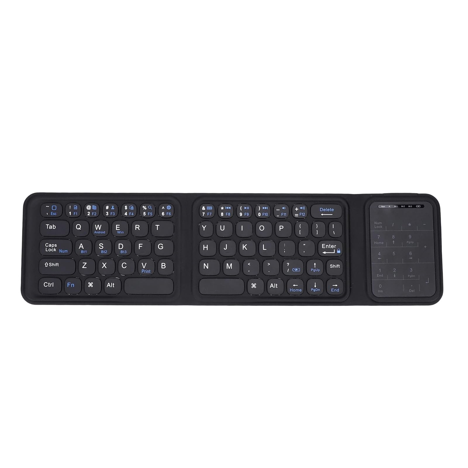 SUNGOOYUE Tastiera Pieghevole, Tastiera Bluetooth 5.0 Ripiegabile a Tre Tasti Portatile a Grandezza Naturale con Touchpad, Batteria da 65 Ore per Laptop, PC, Tablet, Telefono, Viaggi
