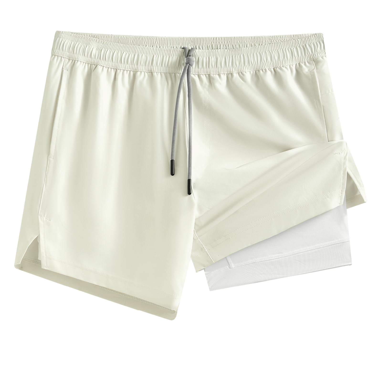 maamgic Mens 5" Gym Running Shorts for Men 2 in 1 Quick Dry Workout Athletic Shorts