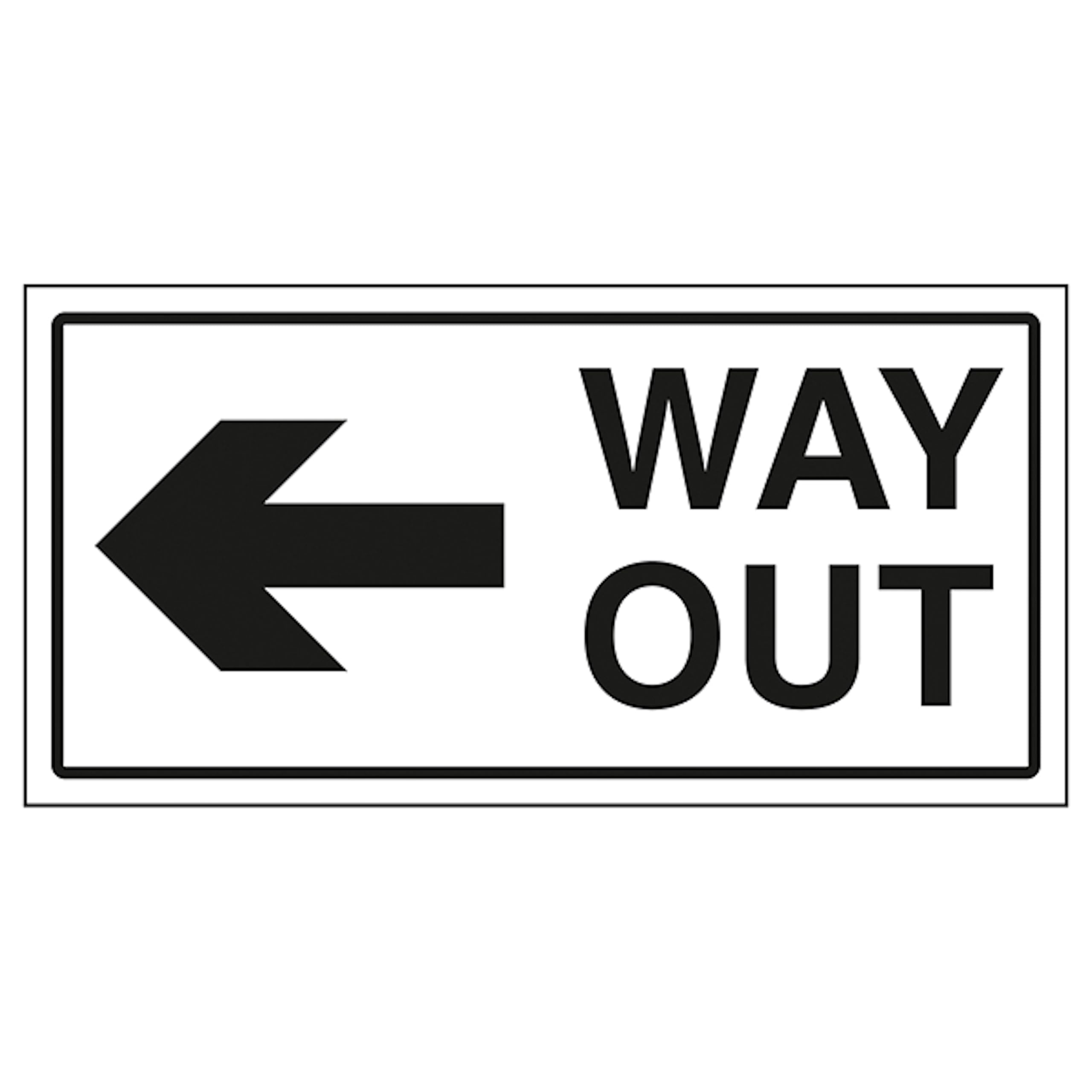 V Safety Way Out Arrow Left 300 x 150 mm - 1mm Rigid Plastic Safety Sign