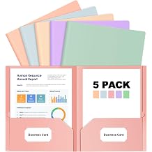 HABGP Paper Folders with Pockets, 5 Color Heavy Duty Two Pocket Folder