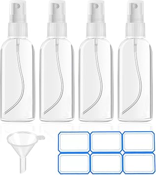 DTDNZKN 4 Paket 2 oz 50 ml Mini Sprey  i eleri  effaf Seyahat Boyu Sprey  i eleri Huniler ve Etiketler ile S zd rmaz