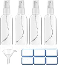 4 Pack 2 Oz (50ml) Mini Spray Bottles Clear Travel Size Spray Bottles Leak Proof with Funnels and Labels