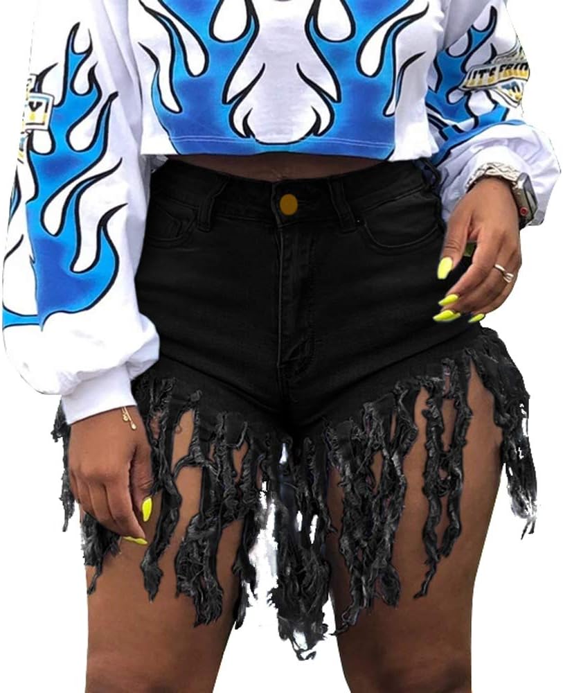 LaiyiVic Women's Denim Shorts High Waisted Frayed Raw Hem Ripped Short Jeans - Image 3