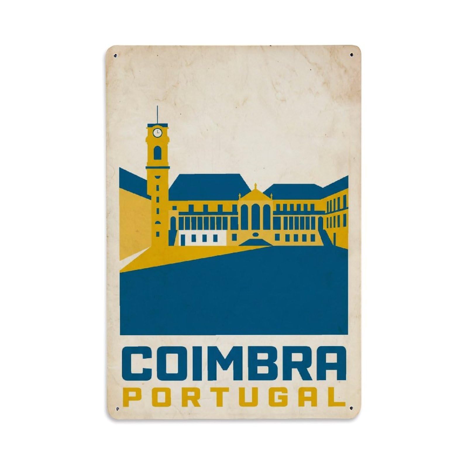 Retro Portugal Coimbra Travel Metal Tin Sign Plaque Wall Decor for Cafe, Club Bar, Office, Garden Metal Poster 8x12Inch