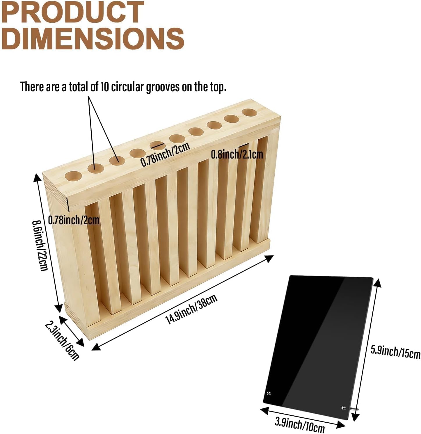 10 Slot Wooden Lipstick Holder with DIY Blackboard, 0.8 Inch Slot Lipstick Organizer Perfume Organizer for Drawer, Wood Lip Balm Display for Market, Craft Booth, Vanity & Room Display