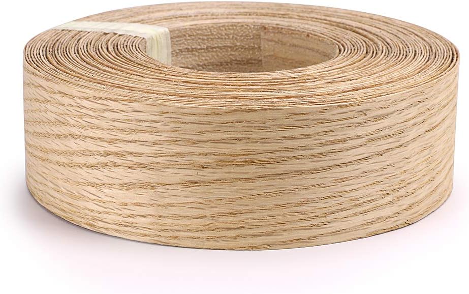 Skelang Red Oak Wood Veneer Edge Banding Preglued Iron-On with Hot Melt Adhesive Edgebanding Flexible Wood Tape (2" x 50')