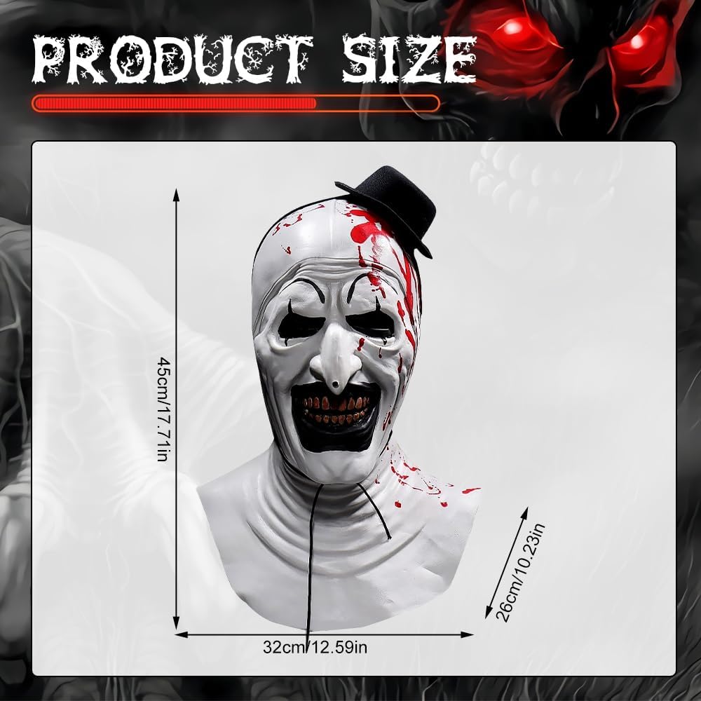 WEQNGIU Horror Art The Clown Mask - Terrifiers Halloween Cosplay Scary Killer Role Play Latex Headgear Halloween Cosplay Prop - Image 3