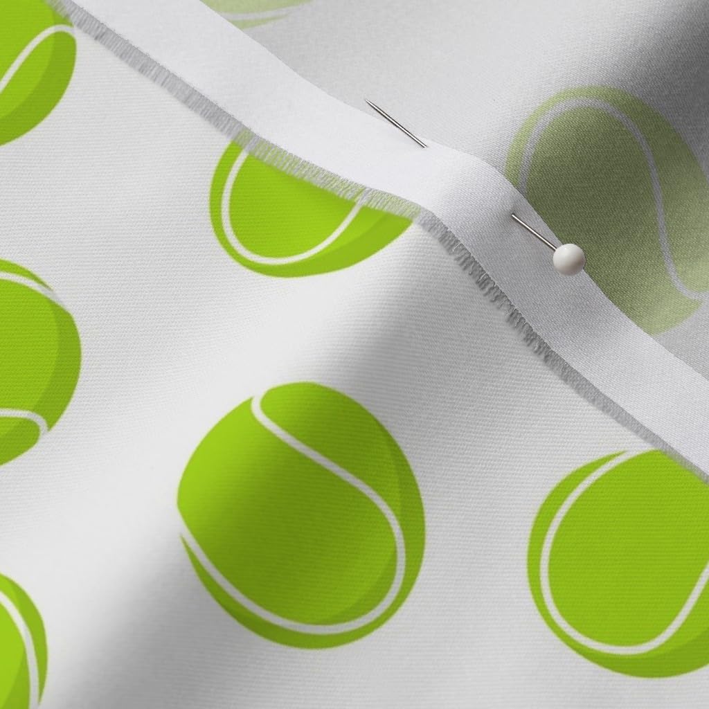 Spoonflower Fabric - Small Scale Tennis Balls Ball Sports Printed on Organic Cotton Sateen Fabric by The Yard - Sewing Quilting Apparel Home Decor