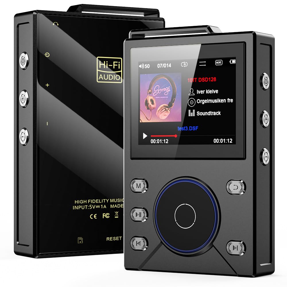 HiFi MP3 Player with Bluetooth 5 4 Lossless DSD FLAC Player High Res Portable Audio Player Built in