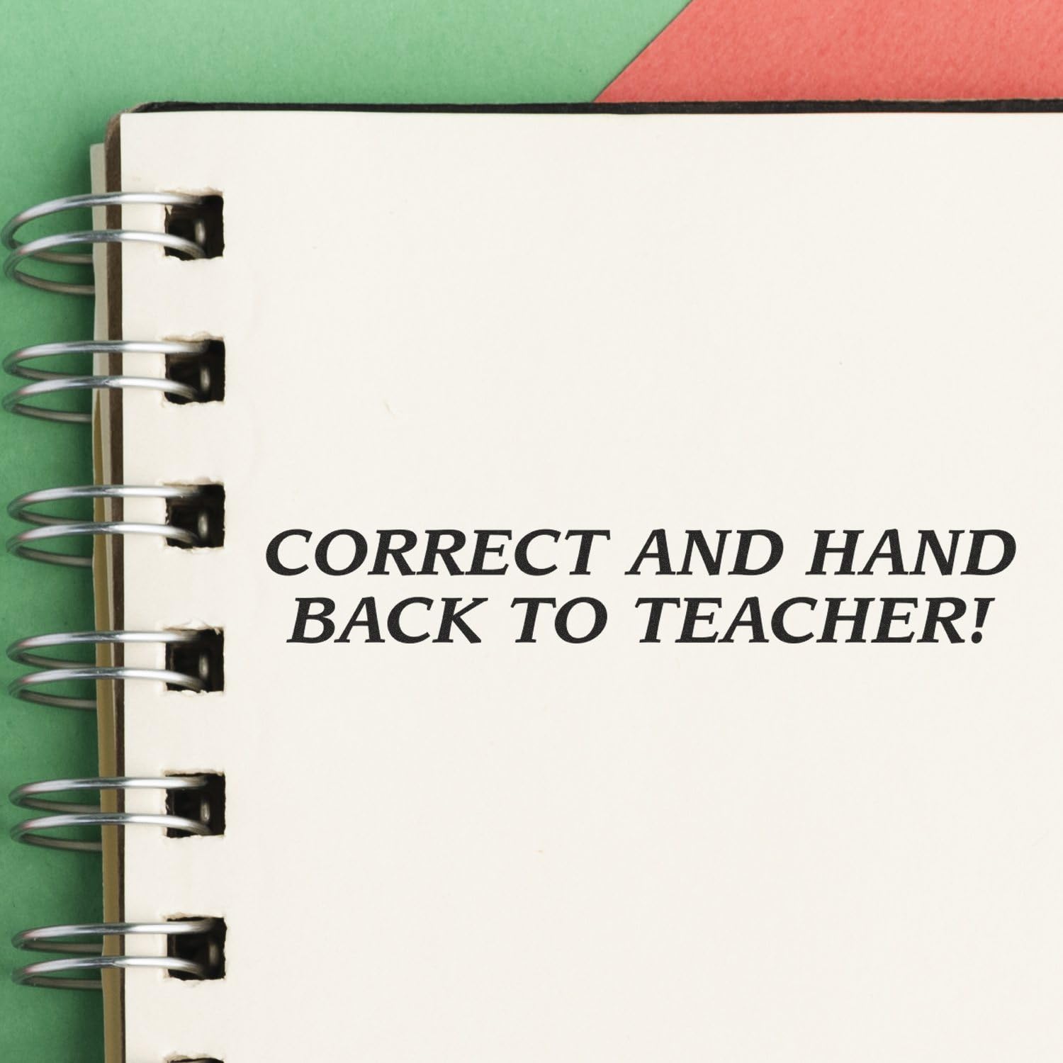 Tampon Correct And Hand Back To Teacher encreur pour évaluation scolaire
