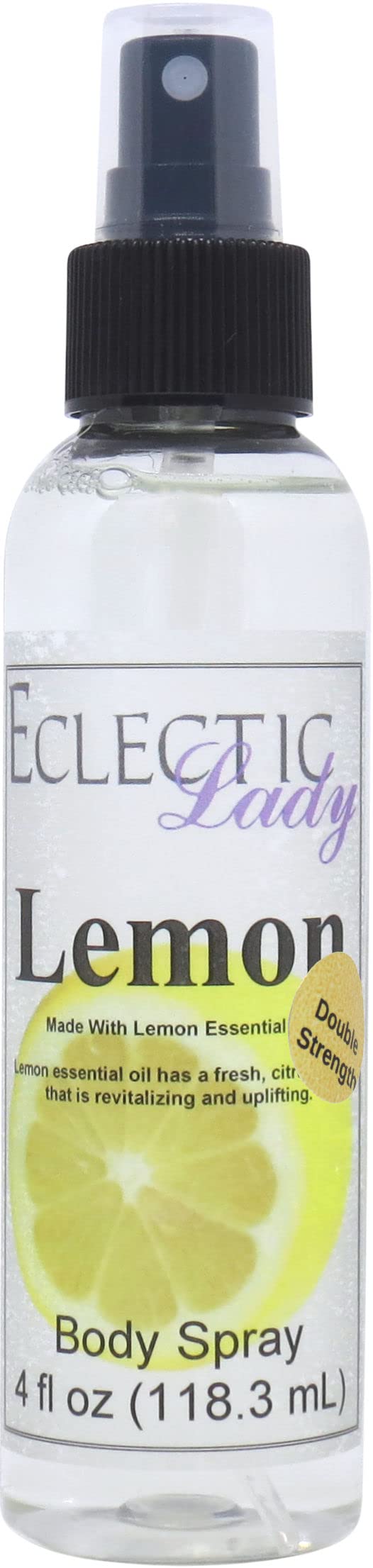 Eclectic Lady Lemon Body Spray, Double Strength, 4 ounces, Body Mist for Women with Clean, Light & Gentle Fragrance, Cologne with Soft, Subtle Aroma For Daily Use