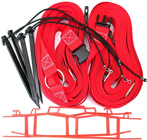 Home Court 2-Inch Non-Adjustable 8-Meter (26.3' x 52.6') Sand Court Line for Beach Volleyball Courts and Short Court for Traditional Volleyball Courts; - M819NAS (Red)