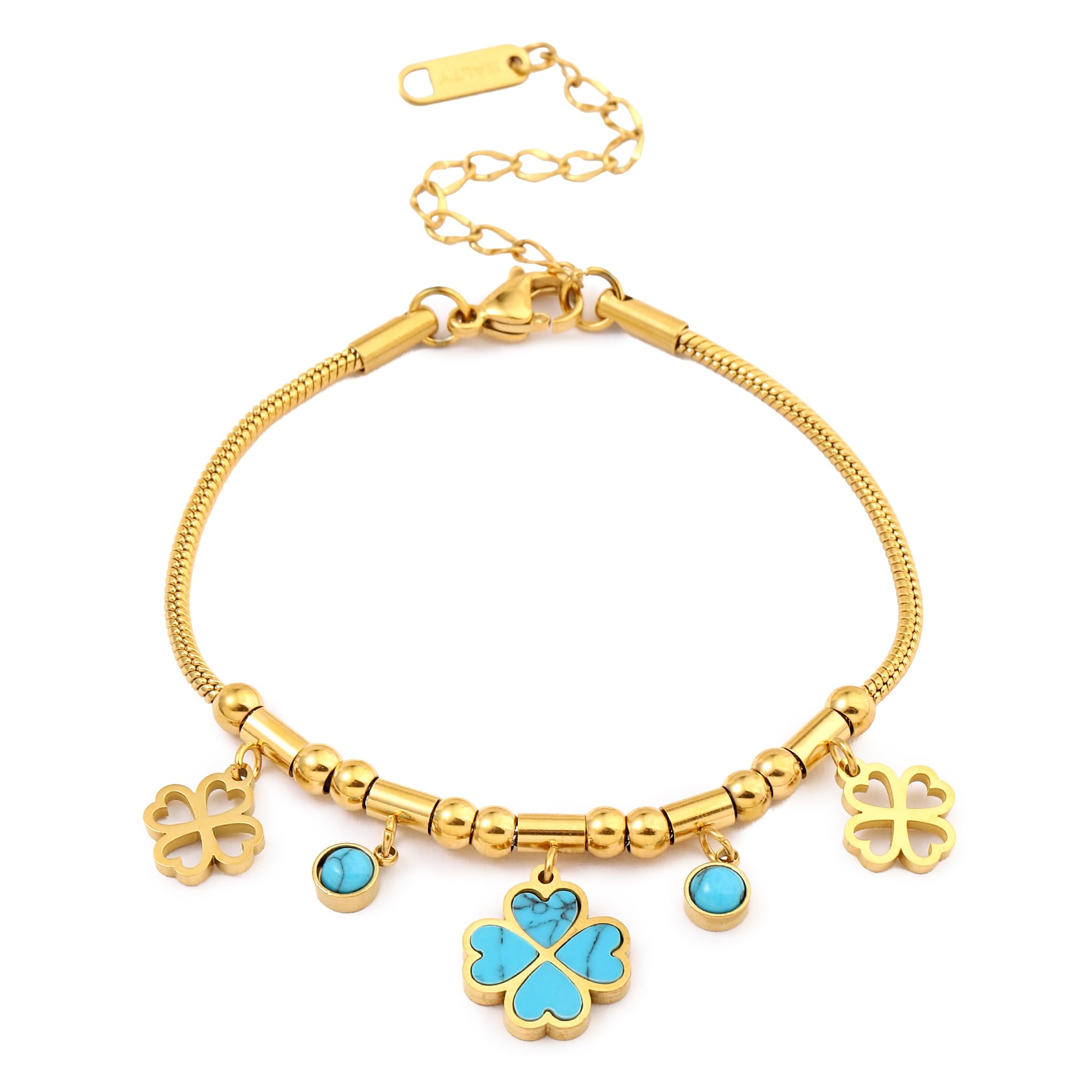 Salty Enchanted Clover Wrist Bracelet for Women | Hand Band for Girls | Fancy & Stylish Womens Accessories | Aesthetic Jewellery | Bracelets for Woman, Girlfriend & Wife | Gift for Diwali, Anniversary, Engagement, Birthday & Everyday Wear (B0DCP38VW1) Amazon Price History, Amazon Price Tracker