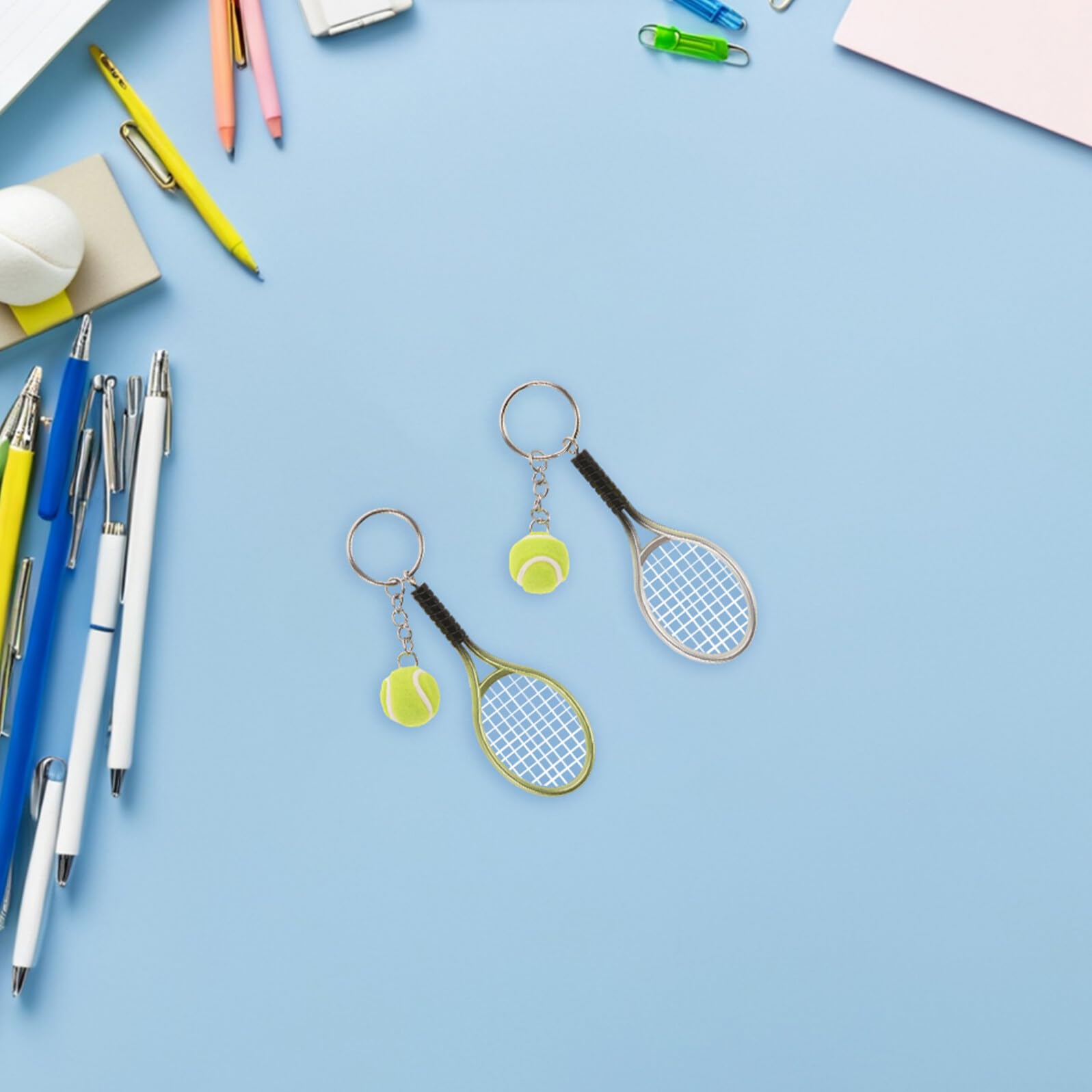 18 Piezas Llavero Raqueta Tenis Colgantes Deportivos Coloridos Mini Accesorios para Fans y Regalos Portátiles