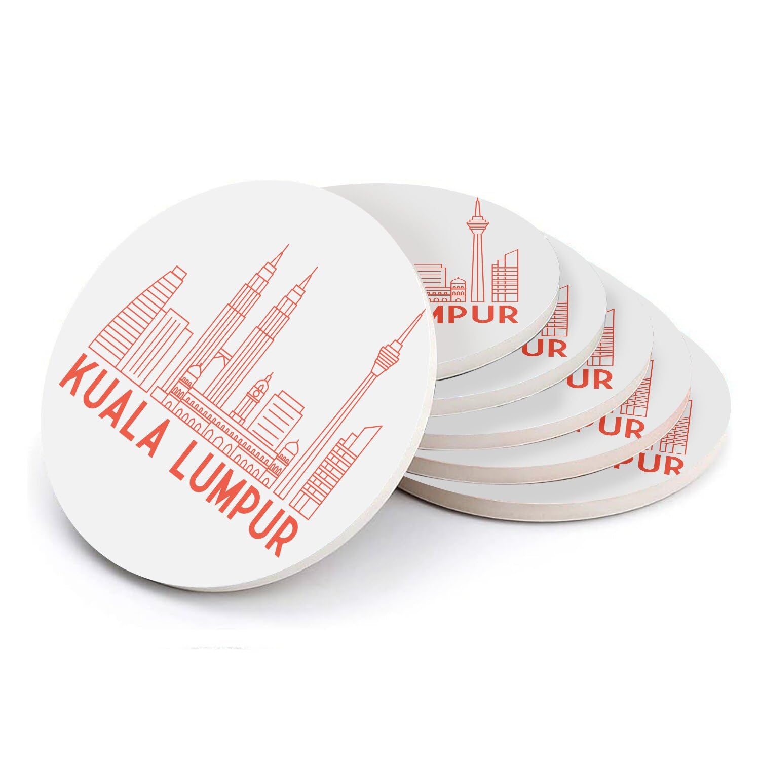 Sous-verre ronds en céramique Kuala Lumpur Malaisie : dessous de verre architecture