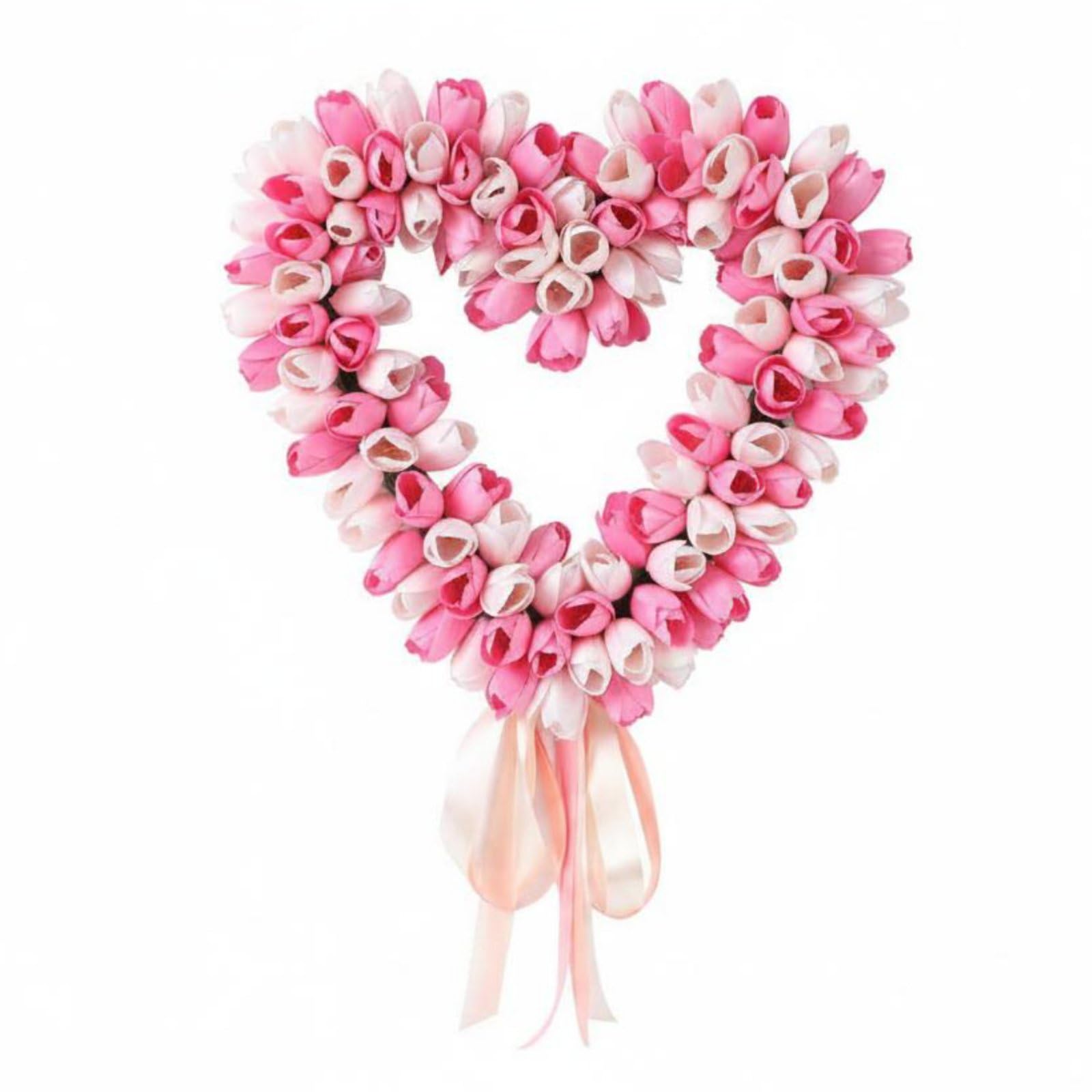 Couronne de cœur en tulipes artificielles haut de gamme faite main pour mur et mariage