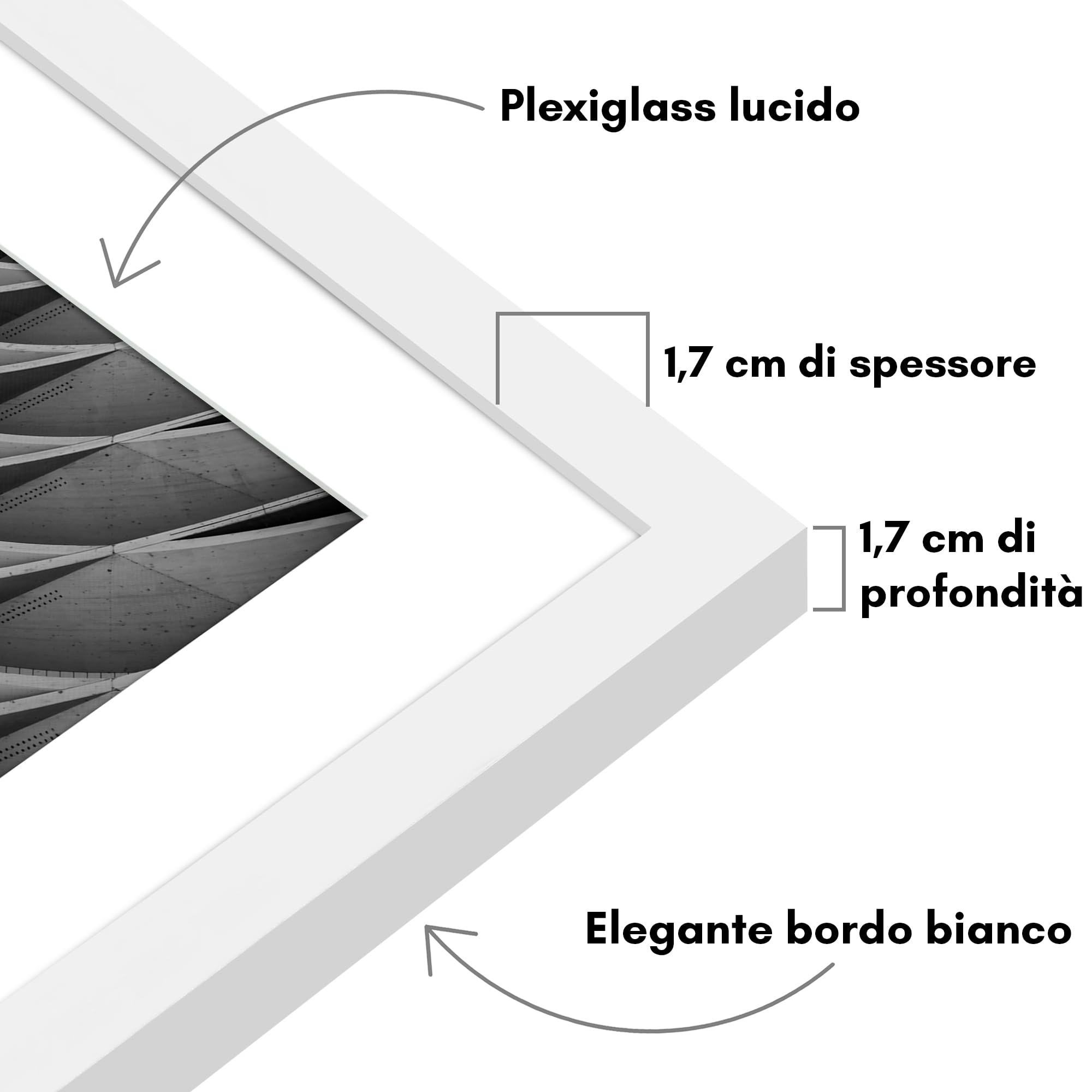 Americanflat Cornice 70x90 cm Bianca - Cornice 60x80 cm con Passepartout o 90x70 cm Senza Passepartout - Portafoto con Bordo Sottile in PVC e Pannello Protettivo in Plastica