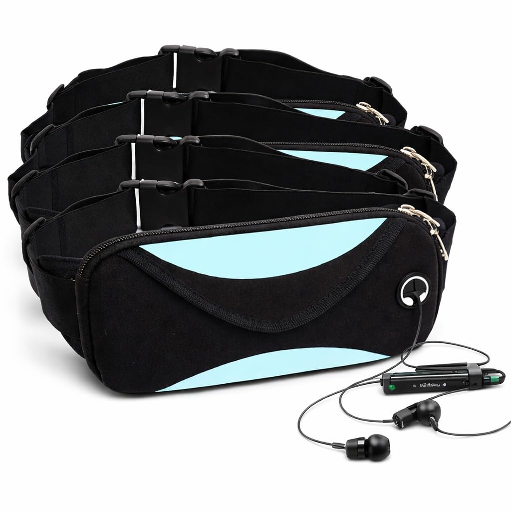 Waterproof Waist Bag for Men & Women - Fanny Pack for Men - Travel Pouch for Men Has Adjustable Strap, Double Zipper & Earphone Hole - Suitable for Travel, Running & Hiking (Blue/Black)-image-32