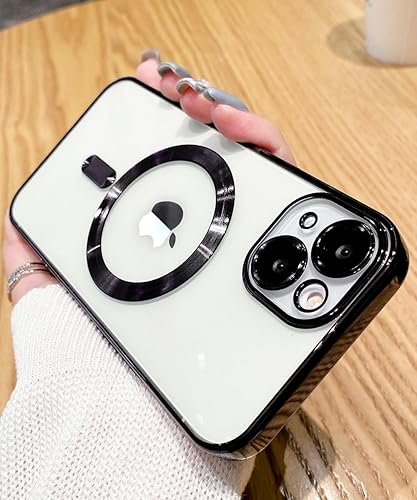 Miniatura 2 de ZinLyuen Funda magnética transparente para iPhone 14 compatible con MagSafe protector de lente de cámara integrado, suave, delgada, a prueba de