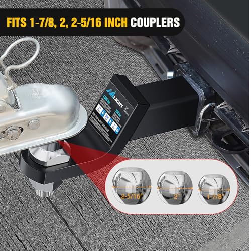 Image of Nilight 1-7 /8 inch, 2 inch and 2-5 /16 inch Diameter Chrome Trailer Hitch Ball, Maximum Load Capacity Up to 8,000 lbs, 1- Inch Shank Universal Fit Gray