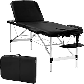 PayLessHere Massage Table Portable Spa Bed Aluminium 3 Folding Lash Bed Height Adjustable Spa Table with Non-Woven Bag