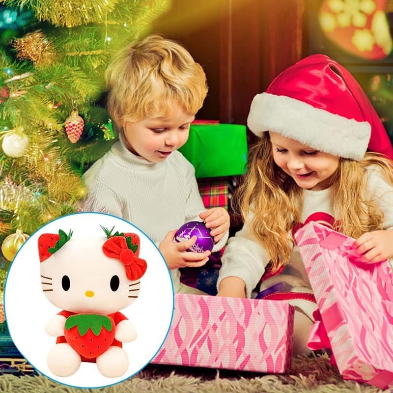 Image of Tinytotem Soft Toys Plush Stuffed Hello Kitti Strawberry Cat Doll for Daughter Kids Boys Girls Large Size Teddy Cute Kitti Kids Birthday Gift (Red) (Size 30 CM)