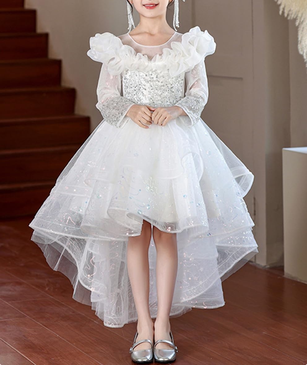 Vestito Cerimonia Damigella Comunione Asimmetrico Bambina Party Dress COM057