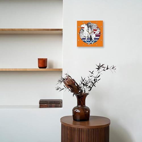Miniatura 8 de 3dRose Wall Clock Silent - 15 inch - Vintage Pegasus Illustration Against Retro Sunset - Vector Art - Pegasus