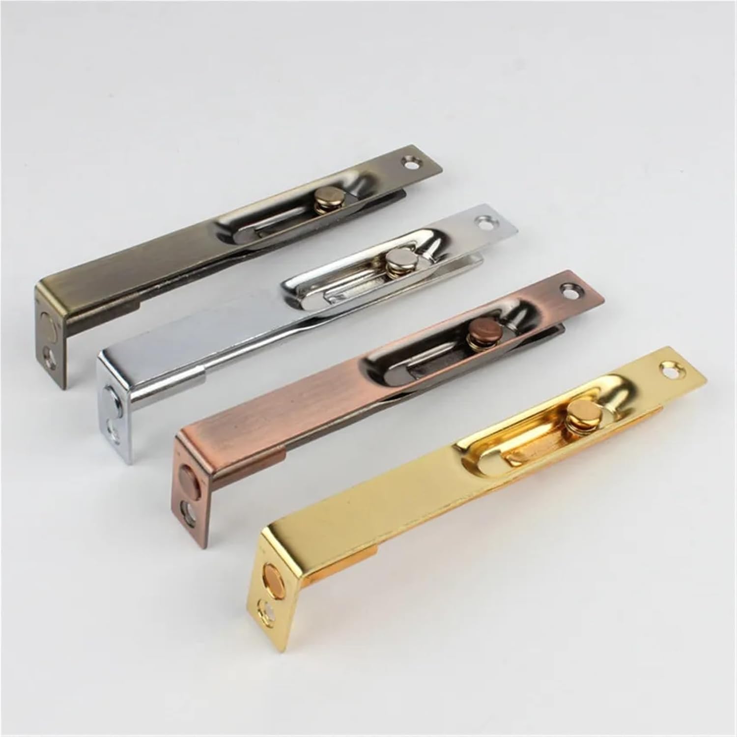 Flush Bolt for Double Door 5sets Invisible Door Bolt with Screws Hidden Sliding Lock Bolts Latch Hasp Home Furniture Gate(True Color)