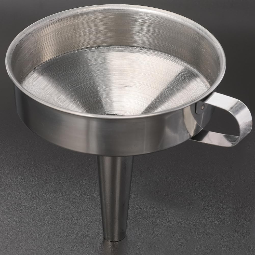 Embudo de Cocina de Acero Inoxidable de 4.4 Pulgada, Embudo de con Anillo de Asa, Accesorios de Cocina para Llenar Botellas, Transferir Líquidos, Ingredientes Secos, Aceite, Leche, Gran
