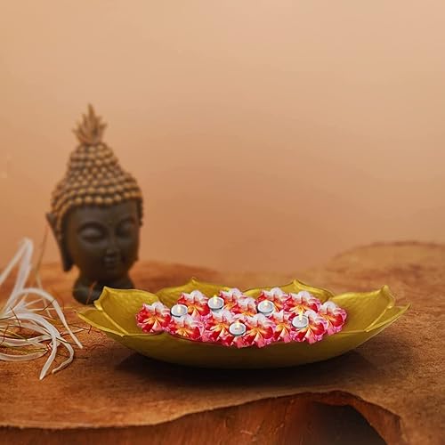 Miniatura 1 de Raavee Trinity Handicrafts - Cuenco decorativo de hierro para flores flotantes y velas de té para el hogar, la oficina y la mesa (dorado brillante),
