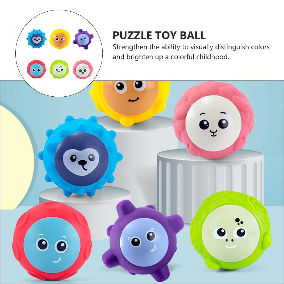 ERINGOGO Lot de 6 Balles de Préhension pour Bébé en PVC, Jouet D’éveil
