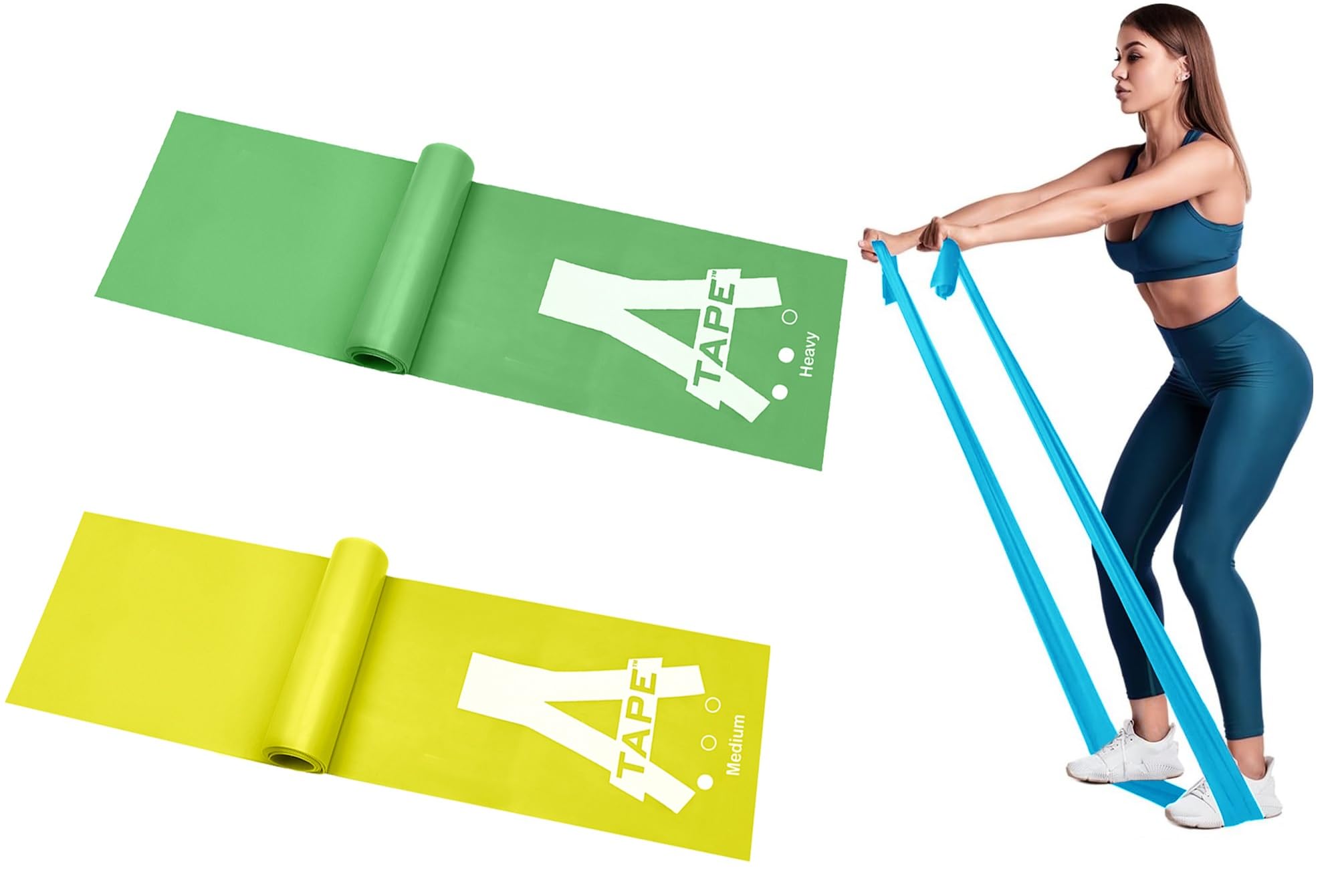 A-TAPE Professional TPE Resistance Thera Band | 51 * 6 inch | for Warm-Up, Stretching, Cardio, Home Fitness, Exercise & Yoga (Yellow – Medium (15lbs) + Green – Heavy (20lbs)) (B0D11MMSSZ) Amazon Price History, Amazon Price Tracker