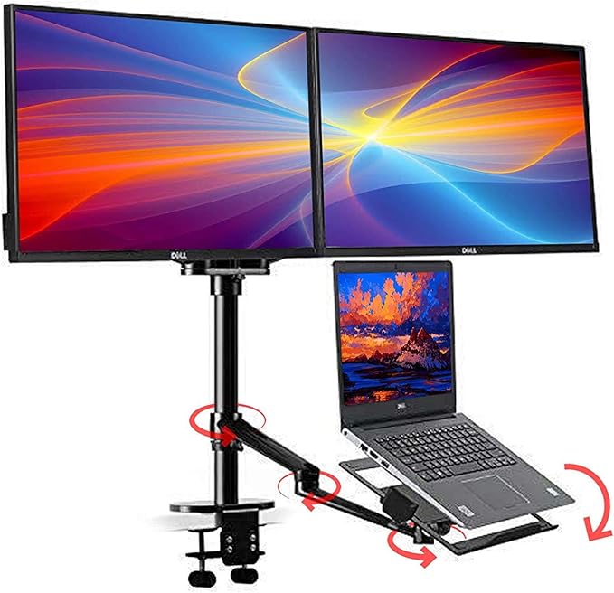 Height Adjustable 3 in 1 Laptop Monitor Stand Compatible with 13 to 17.