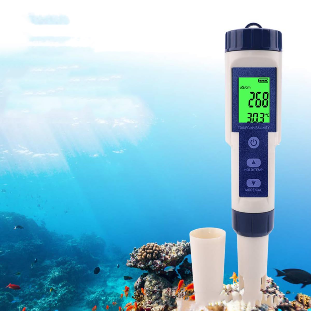 Misuratore Digitale Salinità Acqua per Acquari e Piscine Portatile e Alta Precisione per Acqua Marina e Continentale Sonda Sensibile Facile Lettura e Utilizzo