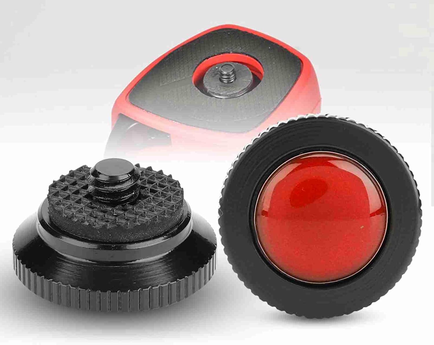 Quick Release Plate, Aluminium Alloy Round Mini Quick Release Plate for Compact Action Tripod Camera Plate (Red)