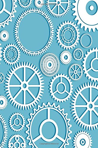 Preisvergleich Produktbild Notebook: Light Blue Gears Mechanical 6x9 Lined Journal Notebook 200 Pages
