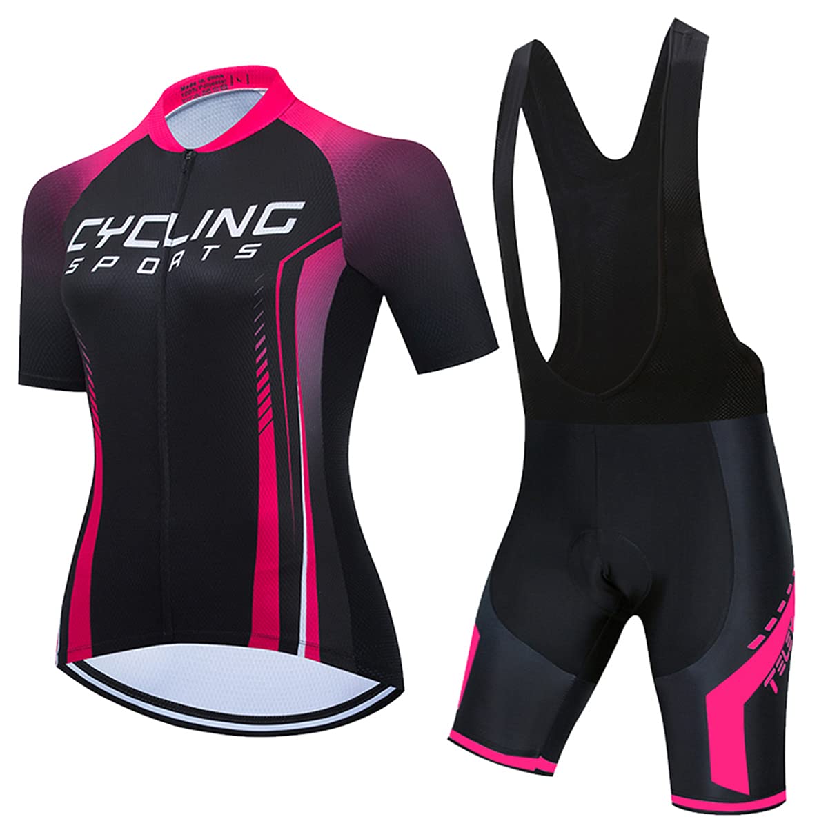 Hotlion Damen Radtrikot Set Trägerhose Sommer Rennrad Bekleidung