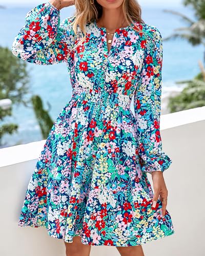 BTFBM Fall Dresses for Women 2026 Trendy Floral Long Sleeve Mini Dress - image 7