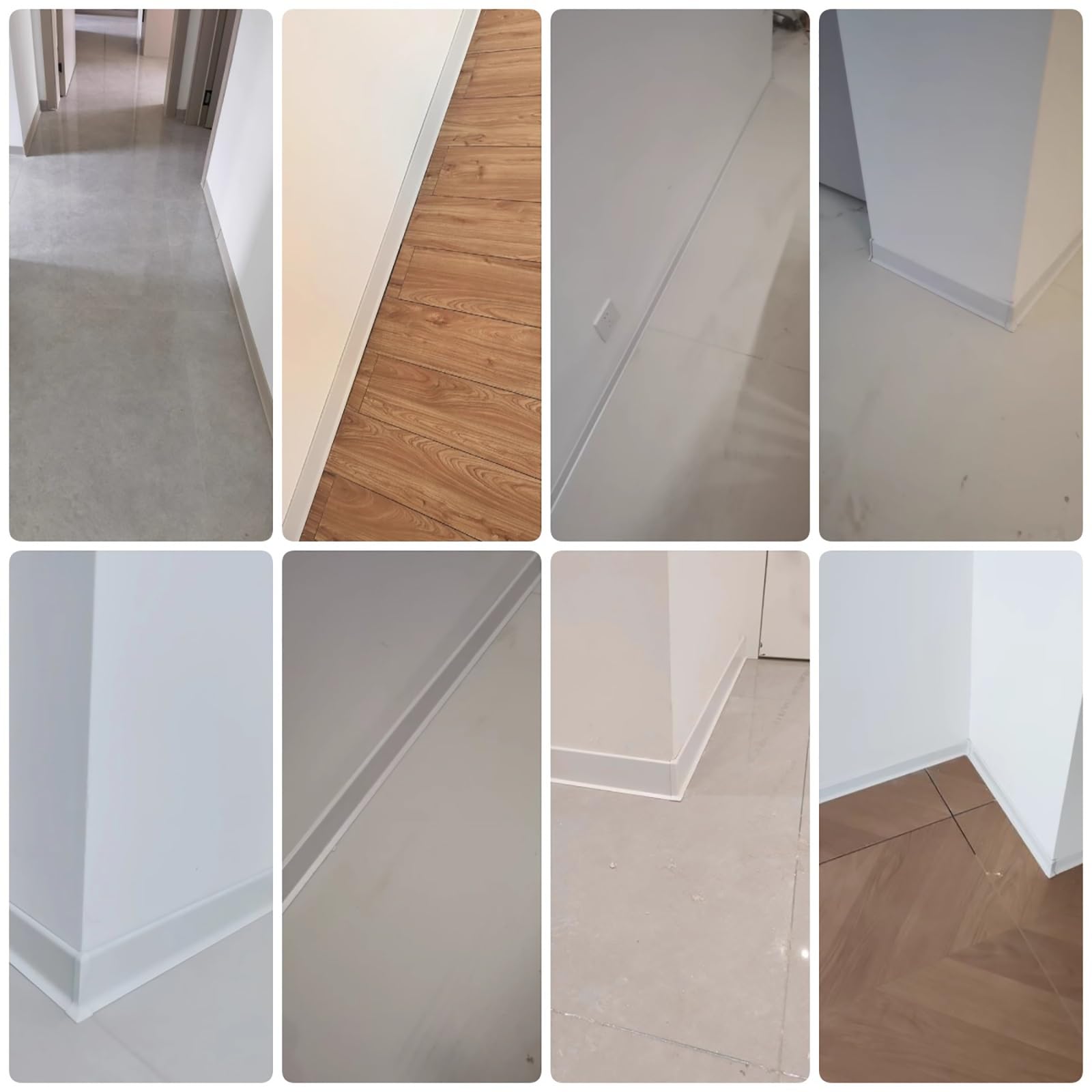 Listwa przypodłogowa aluminiowa - 4,1 stopy, białe panele przypodłogowe do salonu, sypialni, kuchni i przedpokoju(8pcs)