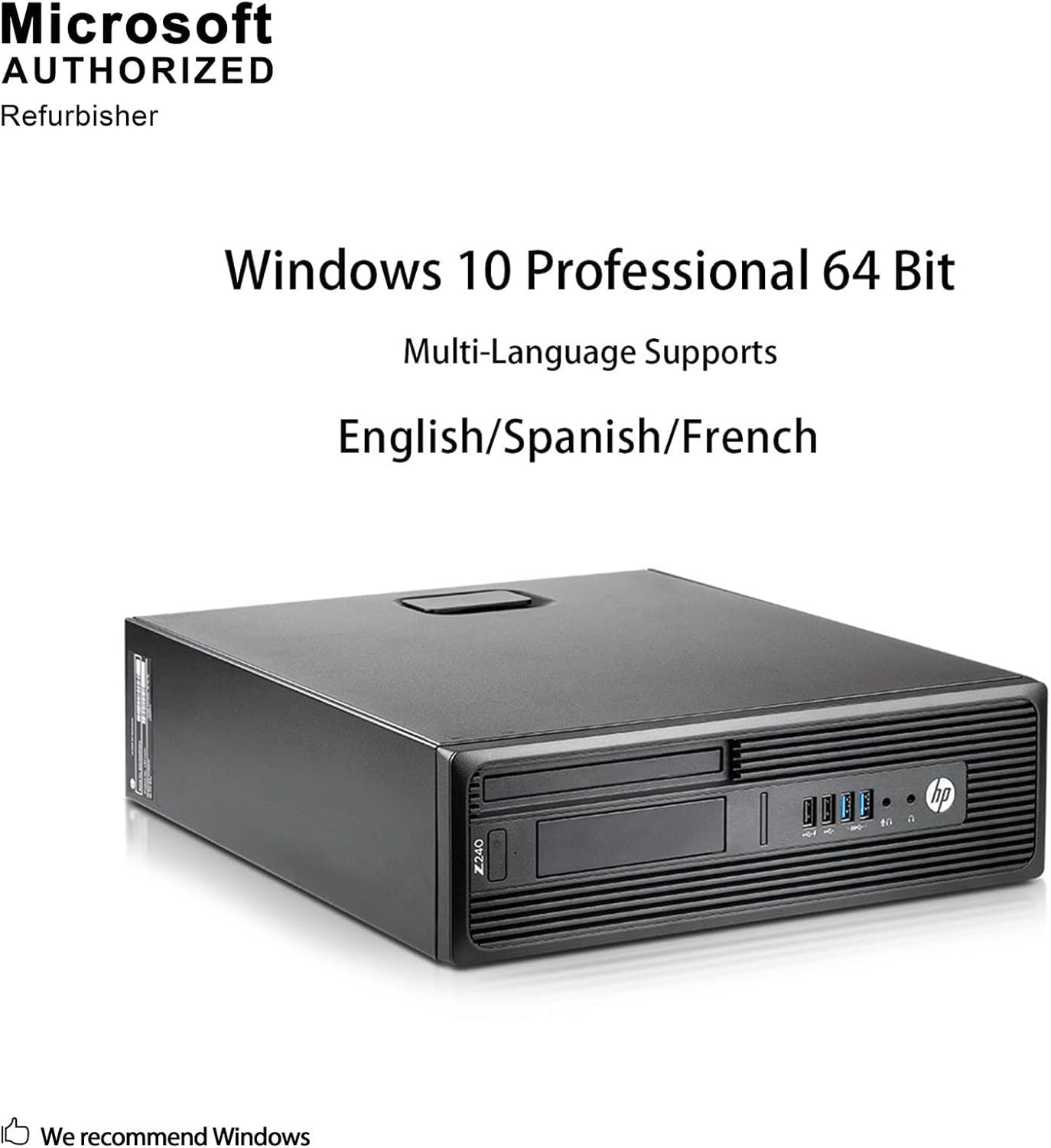 HP Z240 SFF Workstation Desktop PC, Intel Xeon E3-1230 v5, AMD Firepro W2100 2 GB, RAM 16 GB, SSD 512 GB, WiFi, Bluetooth, tastiera USA, Windows 11 Pro (ricondizionato)