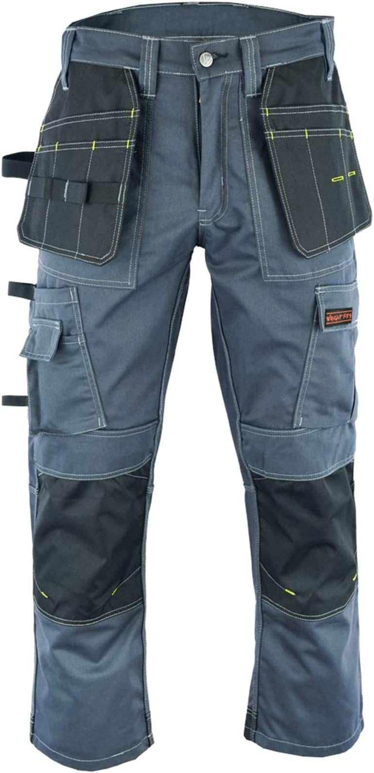 Men Pro Builder Work Trousers Grey & Khaki - Heavy Duty Safety Combat Cargo Pant - Multi Pockets & Knee Pad Pockets - Triple Stitched -Durable Work wear