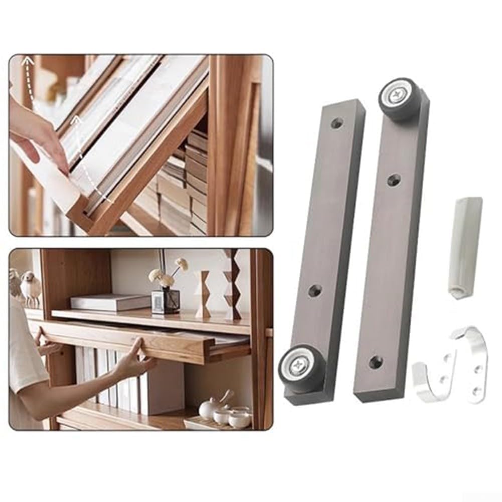 Sistema de elevación de gabinete de aleación de aluminio, poleas de goma silenciosas, rieles de puerta plegables suaves, diseño oculto seguro, herrajes fáciles de instalar para puertas de madera