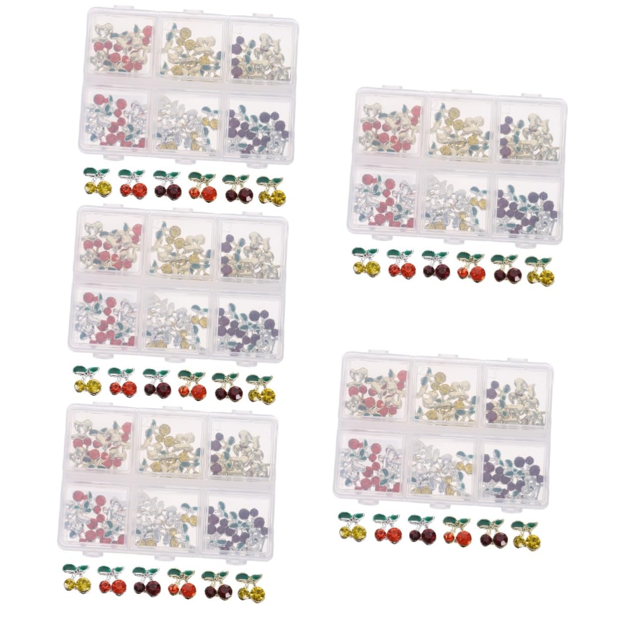 Charms cerise rhinestones Healvian pour masquer les imperfections de manucure avec élégance