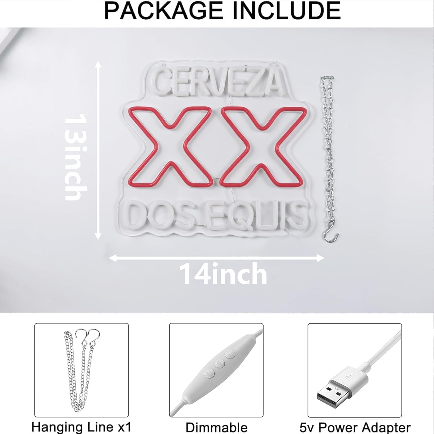 XX Beers Neon Sign Bar Neon Light Retro Wall Art Decor for Man Cave, Bar, Pub, Beer,Home, Kitchen, Bedroom, Living Room, Dining Room, Office, Hotel, Restaurant, Party Gift, XXBeer