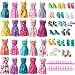 SOTOGO 60 Pieces Doll Clothes and Accessories for 11.5 Inch Girl Doll Clothes Include 20 Pieces Handmade Doll Grown Outfits Party Dresses, 20 Pairs Shoes and 20 Pieces Hangers